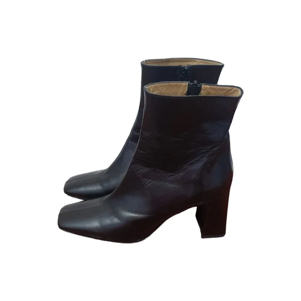 FABIO RUSCONI High Heels Ankle Boots In Black Leather Size 41/11